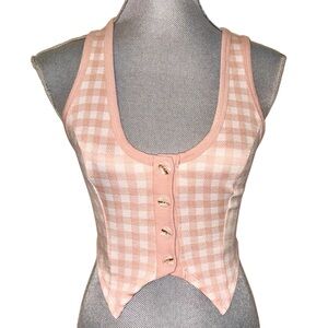 Blush Pink Gingham Vest